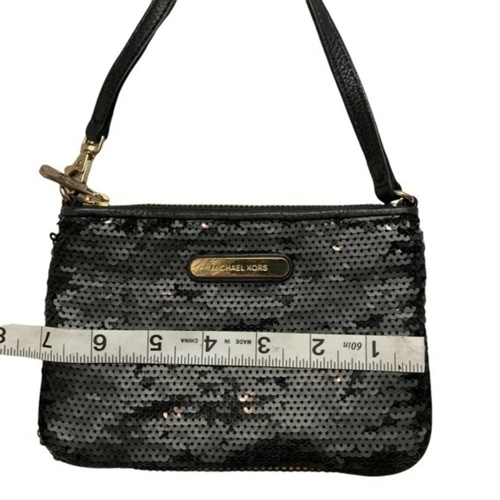Michael kors black sequence wristlet mini bag